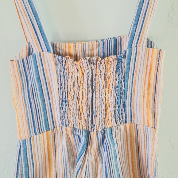Reformation Blue and Orange Striped Linen Romper - Picture 3 of 7